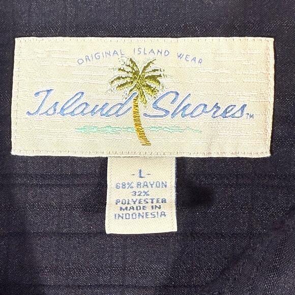 Island Shores Black Button Down Shirt Men’s Large Casual Vacation Summer - Picture 5 of 8